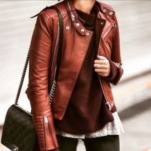 IRO cognac brown luciaspe lamb leather jacket - XS 0/2 sz 36